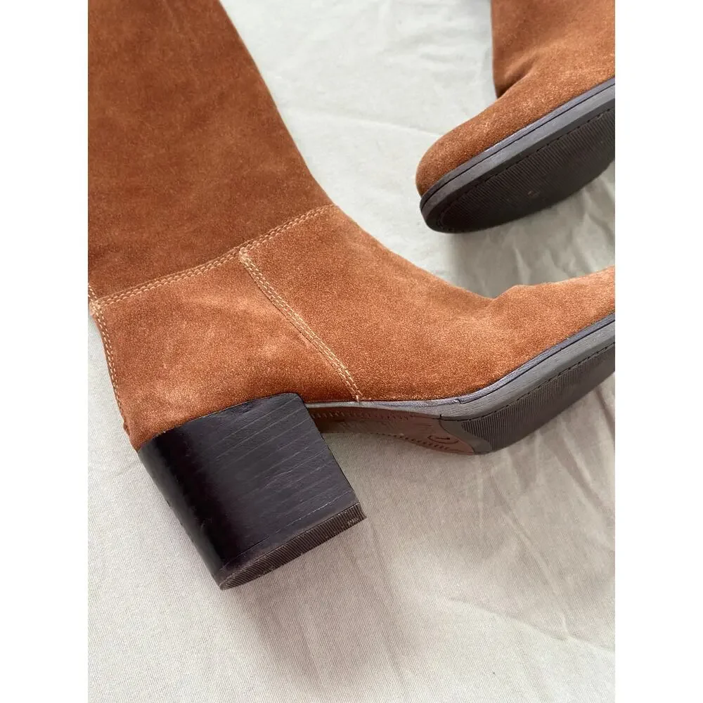 Vintage Y2K Sz7 Steve Madden Orabella Chestnut Genuine Suede Over-the-knee Boots